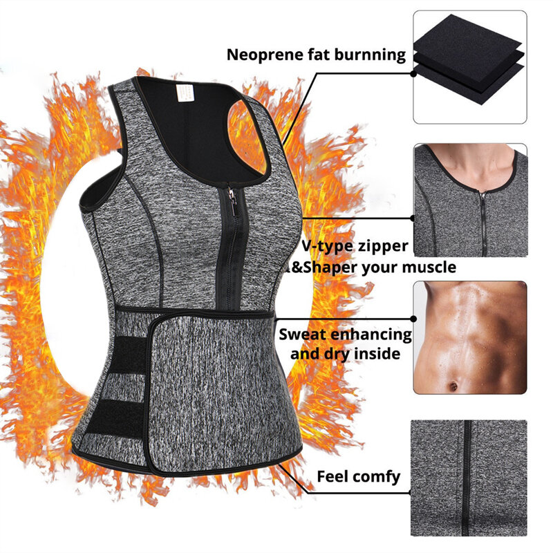 Body Shaper Men Vest Neoprene Waist Trainer Slimming Shirt Sauna Vest Plus Size Undershirt Workout Tank Top Fat Burner Shapewear