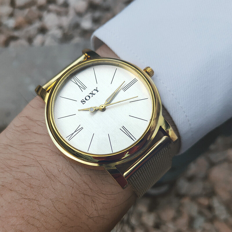 Relógio de pulso de quartzo de aço inoxidável relógio de pulso de aço inoxidável masculino soxy marca masculino relógios de moda de luxo