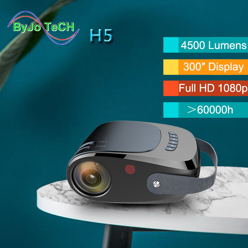 Byjotech H5フルhd 1080pポータブルプロジェクターアンドロイドオプションビデオプレーヤーサポート4 18k映画ホームシアターvs T6 proyector