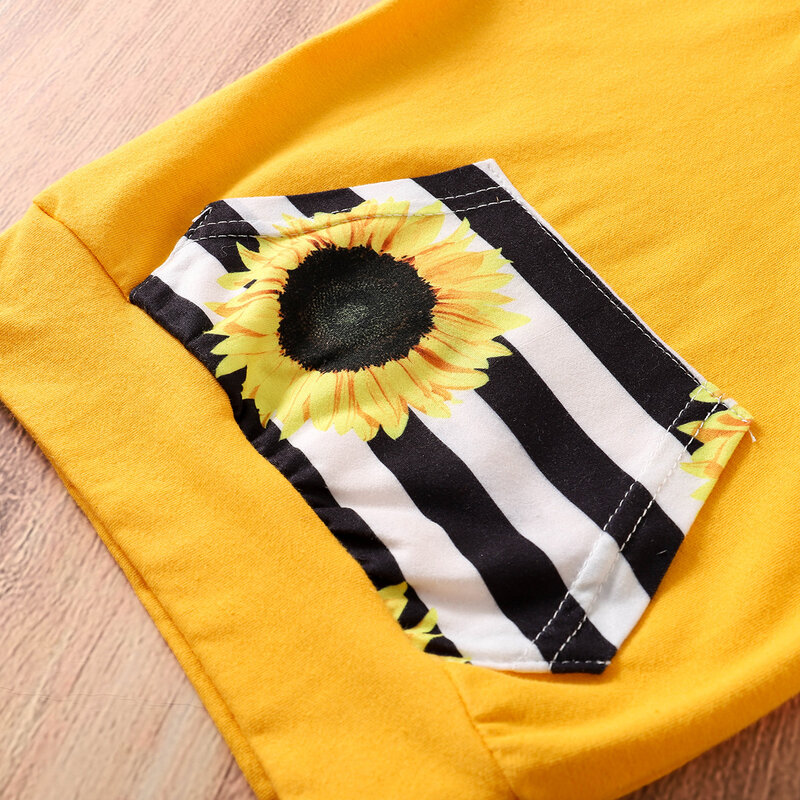 Infant Kinder Baby Mädchen Kleidung Nette Sunflower Stripes Print Langarm Top + Hosen + Stirnband 3Pcs Outfits Set frühling Herbst