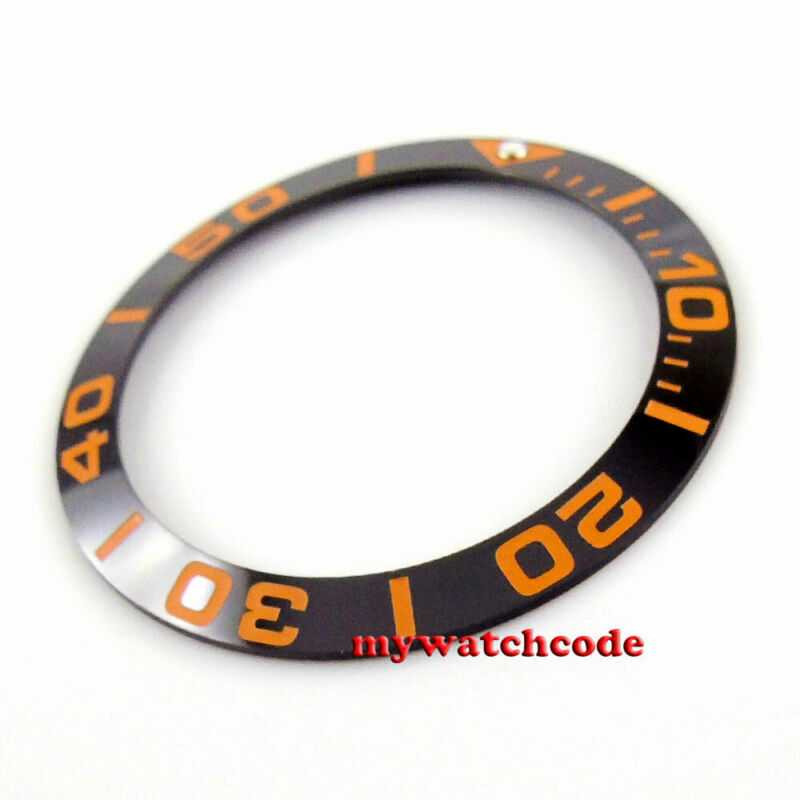 Bisel de cerámica para reloj submariner, inserto de 39,9mm, color negro y azul, marca naranja, 43mm