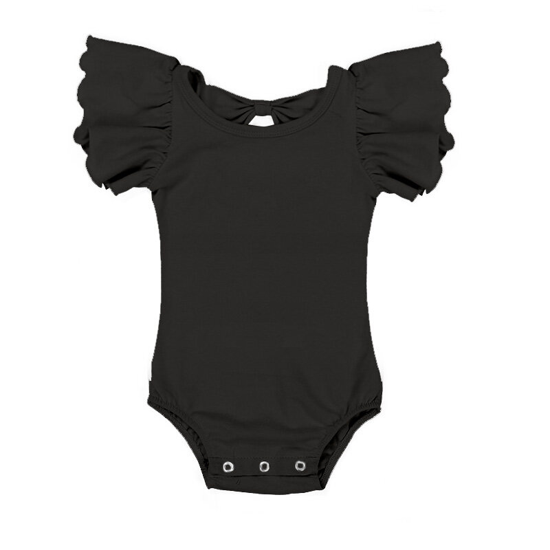 Kaiya Angle Summer Solid Cotton pagliaccetto body Design semplice di moda o-collo manica a farfalla Toddler Girl Clothes tuta