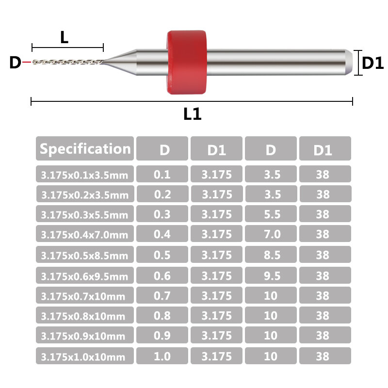 Freies verschiffen 0,1mm bis 1mm PCB Mini Bohrer Hartmetall Bohrer für Bohren Print Circuit Board CNC maschine Bohrer