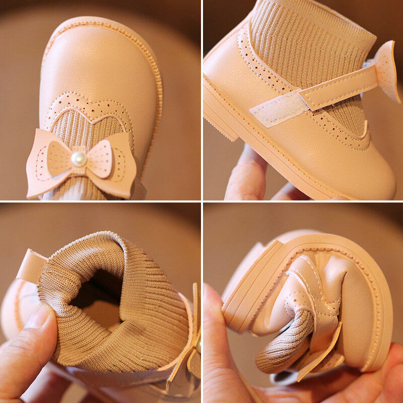 Chaussures de princesse pour bébé de 0 à 1 an, antidérapantes, respirantes, décontractées, à semelle souple, avec nœud Velcro, nouvelle collection