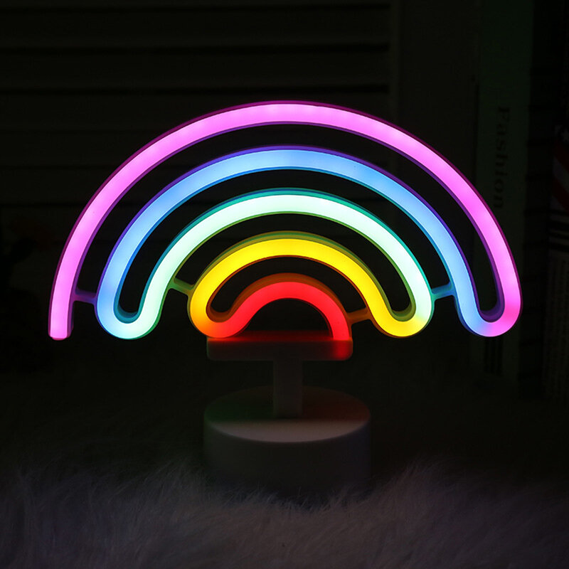 다채로운 레인보우 LED 네온 사인 배터리 전원 크리에이티브 네온 나이트 라이트, 크리스마스 라이트 벽 램프 장식 LED 네온 튜브