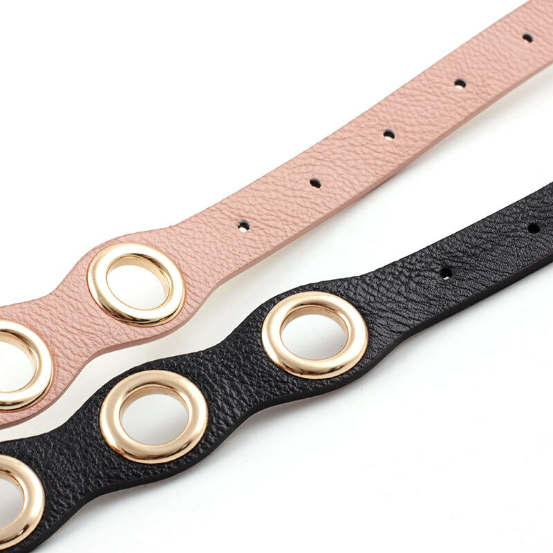 JIFANPAUL women belt Leather brand Luxury Unisex Aesthetic Grommet Belts Woman Belt For fahison Jeans designer Belts With Chain