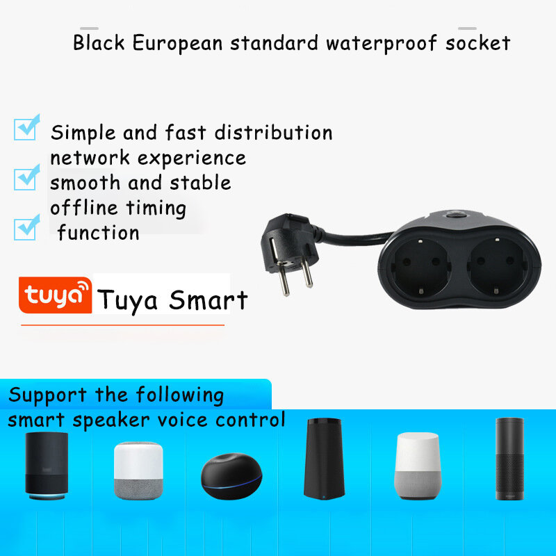 Tuya Smart Home Wifi Socket Tuya Outdoor App Afstandsbediening Smart Plug Eu Socket Smart Wifi Sockets Ondersteunen Google Thuis alexa