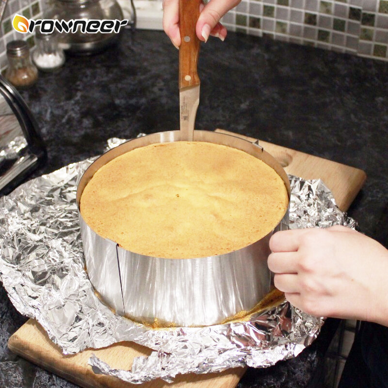قابل للتعديل موس حلقة قالب طوق من الفولاذ المقاوم للصدأ مربع المعجنات الخبز تزيين مع مقياس الفضة كعكة أدوات المطبخ خبز