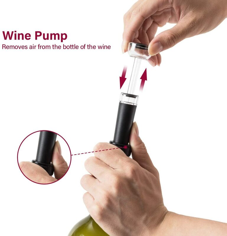 WHDZ Electric Anggur Pembuka Botol Set-Otomatis Pembuka Botol Pembuka Tanpa Kabel Penarik Combo dengan Foil Cutter Vacuum Stopper