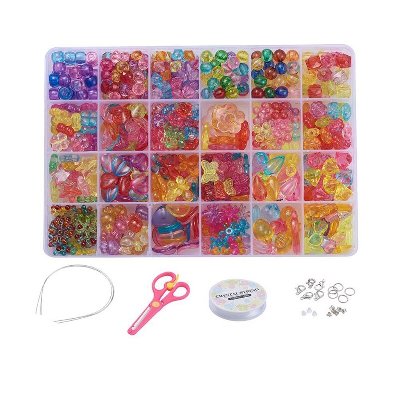 Forniture artigianali per bambini 1 scatola perline acriliche multicolore materiali fatti a mano L41B
