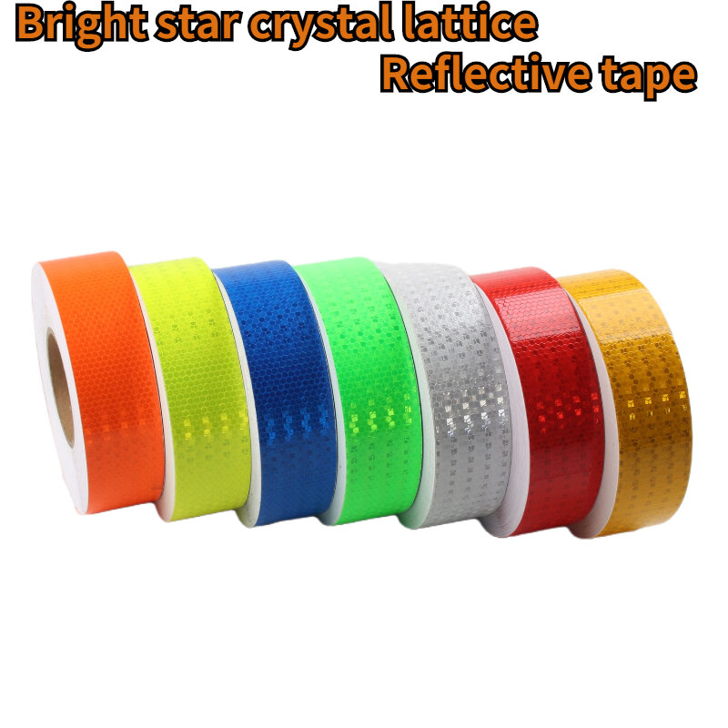 50M Reflecterende Materiaal Tape Sticker Veiligheidswaarschuwing Tape Reflecterende Film Auto Sticker 7 Kleuren Wit Geel Oranje Rood Blauw decal