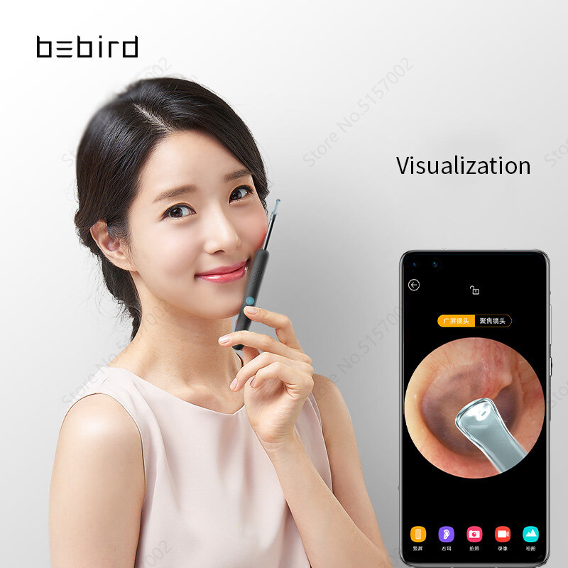 Bebird-endoscopio inalámbrico inteligente R1, endoscopio de alta precisión, Mini cámara, otoscopio, boroscopio, juego de herramientas para la oreja, 300W
