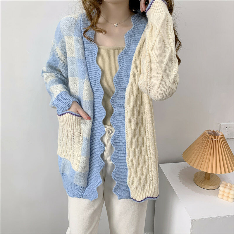 Sweter rozpinany sweter dzianinowy typu oversize sweter rozpinany sweter damski Harajuku luźny