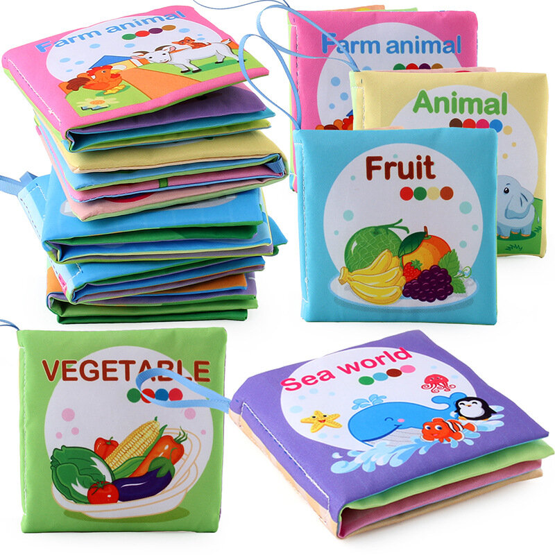 Baby Montessori Toy 1 anno Baby Soft Cloth Book giocattoli educativi sensoriali per l'apprendimento precoce per neonati 0 12 mesi neonati bambini Gif