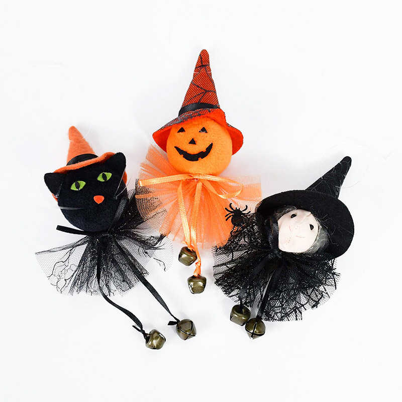 2021 Halloween Decoration Pumpkin Witch Black Cat Doll Hanging Ornament For Home Pendant Halloween Party Supplies Kids Gift