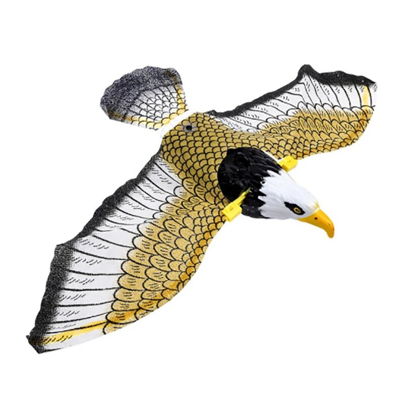 Pássaro luminoso com repelente de música, decoração portátil de jardim de águia voadora