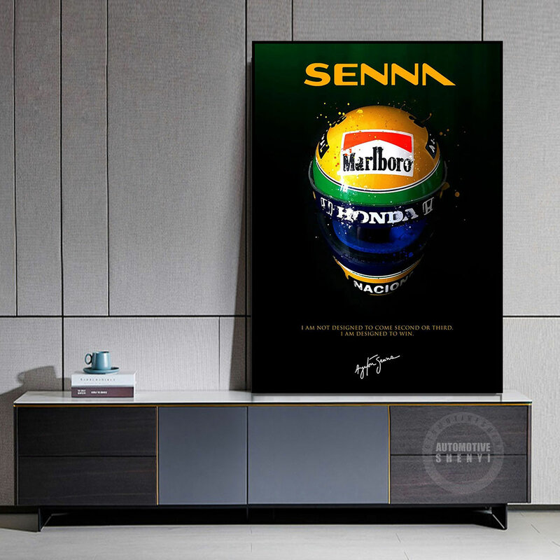 Senna F1 Racer Helmet Formula 1 campione del mondo Poster Team Decoration Graffiti Art Decor pittura Room Wall Canvas Poster