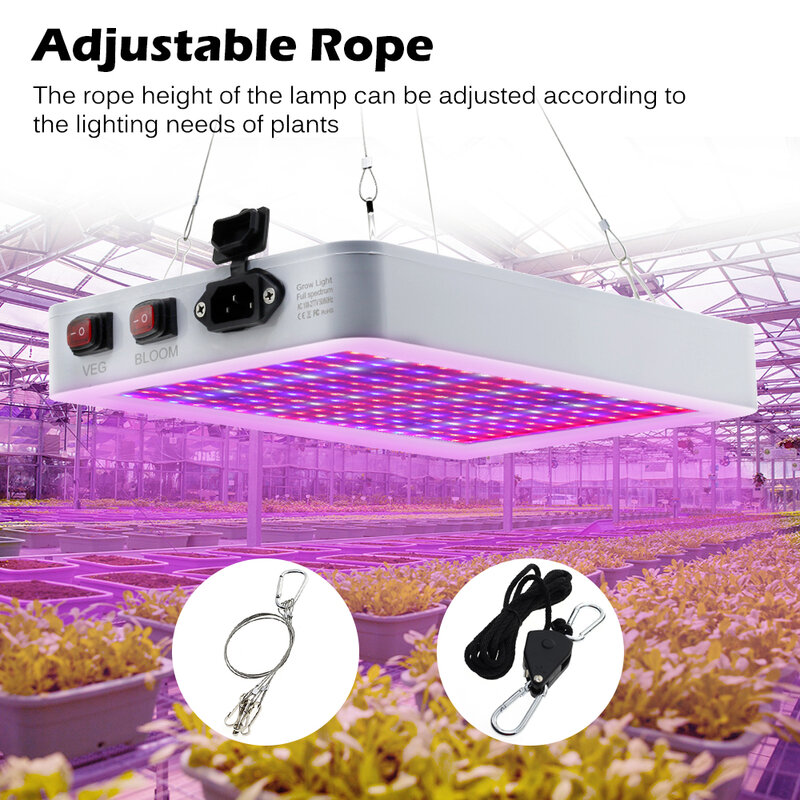Luz LED impermeable para cultivo de plantas de interior, lámpara fitolamp de espectro completo, 2 modos de interruptor, 2000W, 3000W