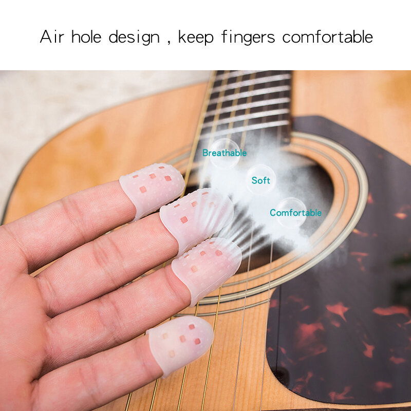 Cubierta protectora de silicona para dedos de guitarra, protectores antideslizantes para las yemas de los dedos, 12 Uds.