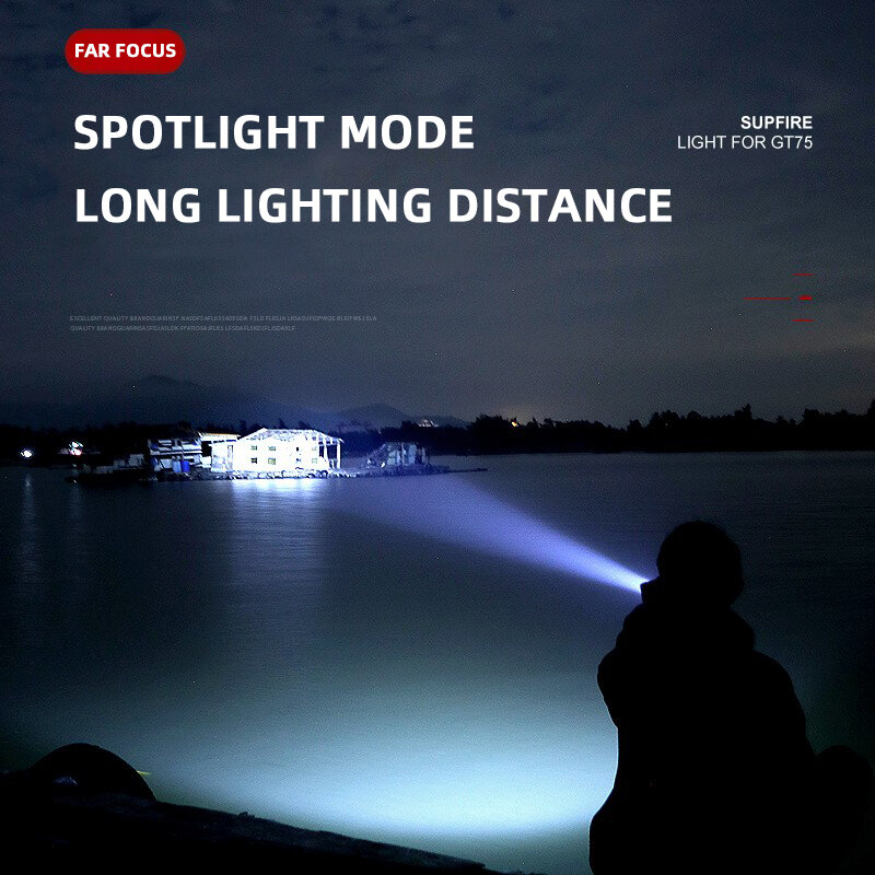 Supfire gt75 20w xhp50 poderosa lanterna com zoom usb recarga lanterna ao ar livre para acampamento de pesca à prova dwaterproof água led tocha
