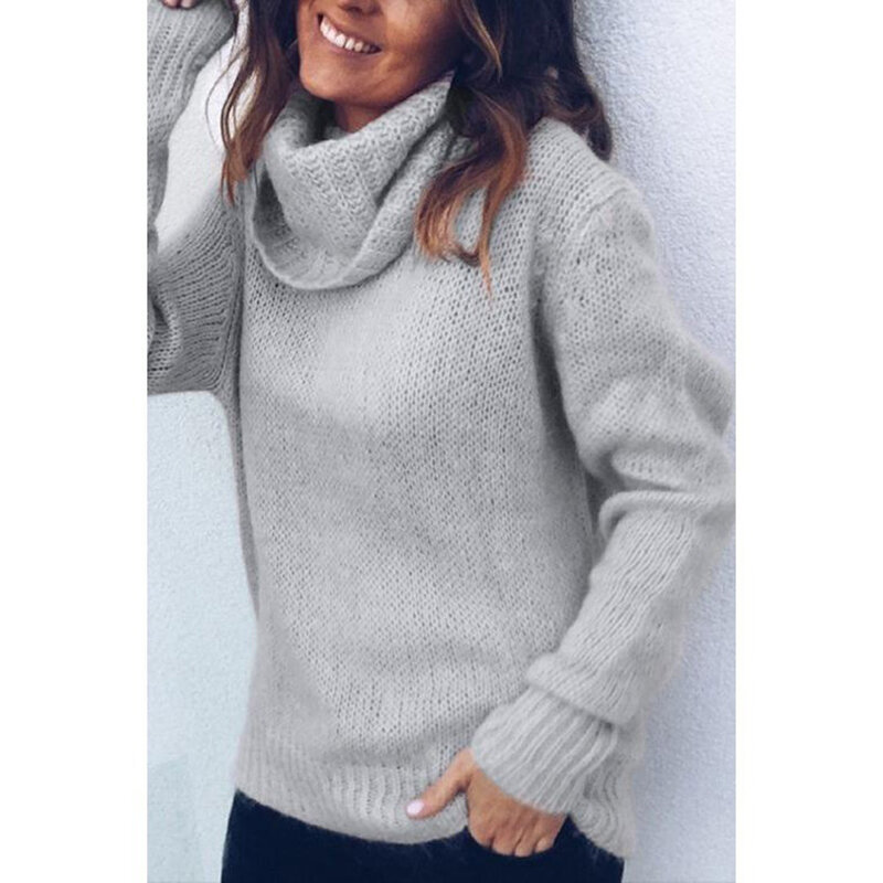 Zogaa-suéter de gran tamaño para mujer, ropa con cuello alto, jersey de talla grande 5Xl, novedad de invierno de 2019