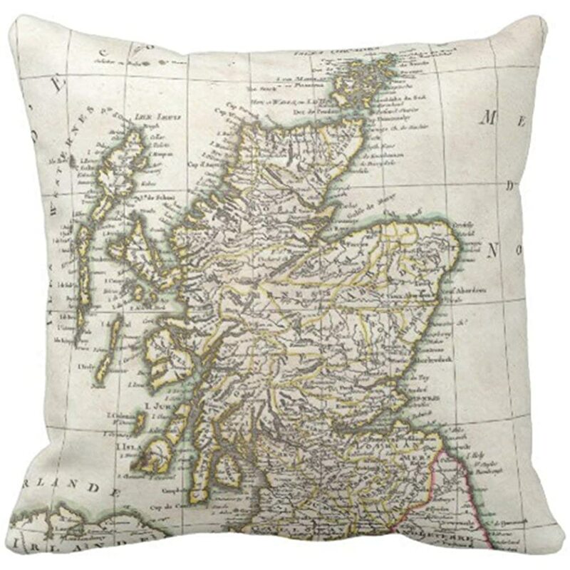 Antoniipyns-funda de almohada decorativa, funda de almohada para decoración de hogar cuadrada, mapa antiguo de Escocia