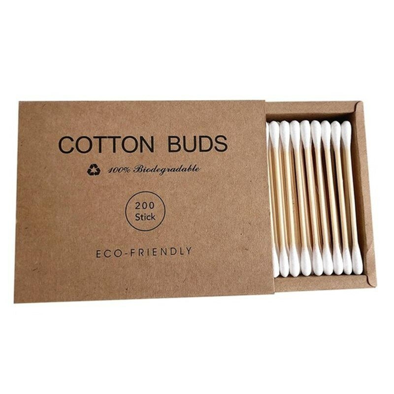 1000 sztuk bambusowe bawełniane pąki drewniane czyste ucha waciki naturalne Eco pnie Microbrush Sticks nos uszy czyszczenie narzędzia opieki zdrowotnej