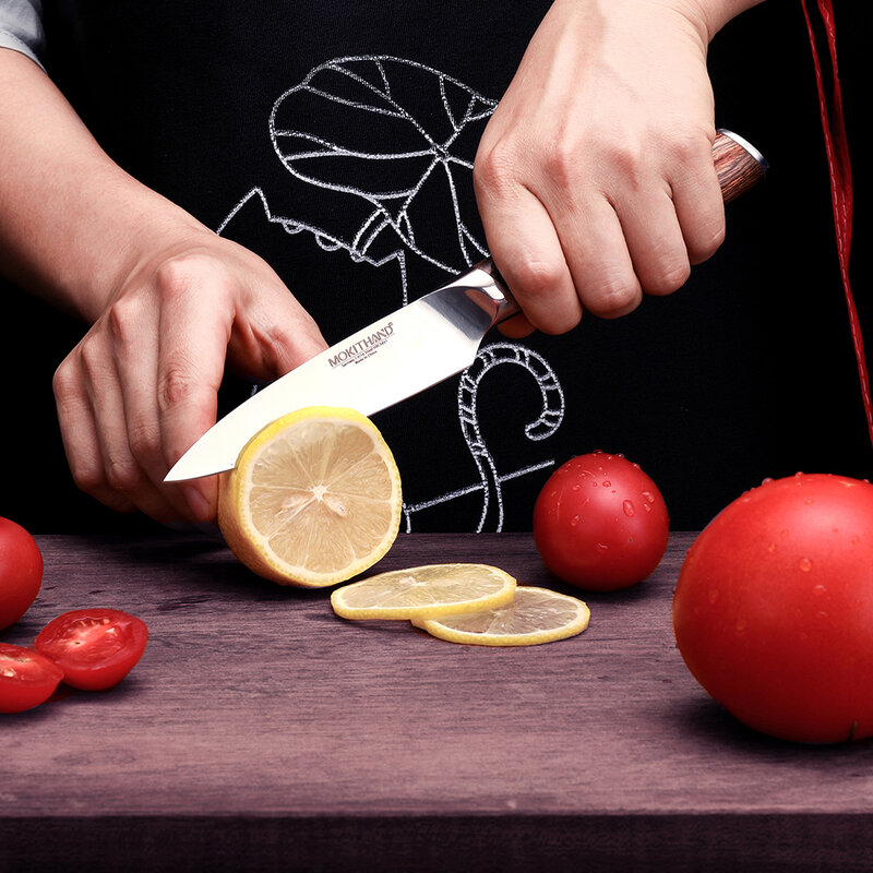 Mokithand-Professional Paring Knife, Facas De Frutas Japonesas, Faca De Vegetais De Cozinha, Alemanha 1.4116 Aço Inoxidável, 3.5"