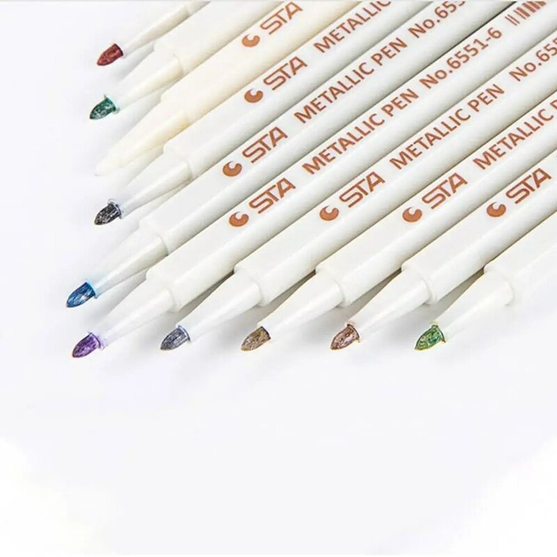 10Pcs 6551BR โลหะเครื่องหมายปากกาสีสำหรับภาพวาด Mark DIY Marker ปากกา Marker สำหรับเครื่องเขียน