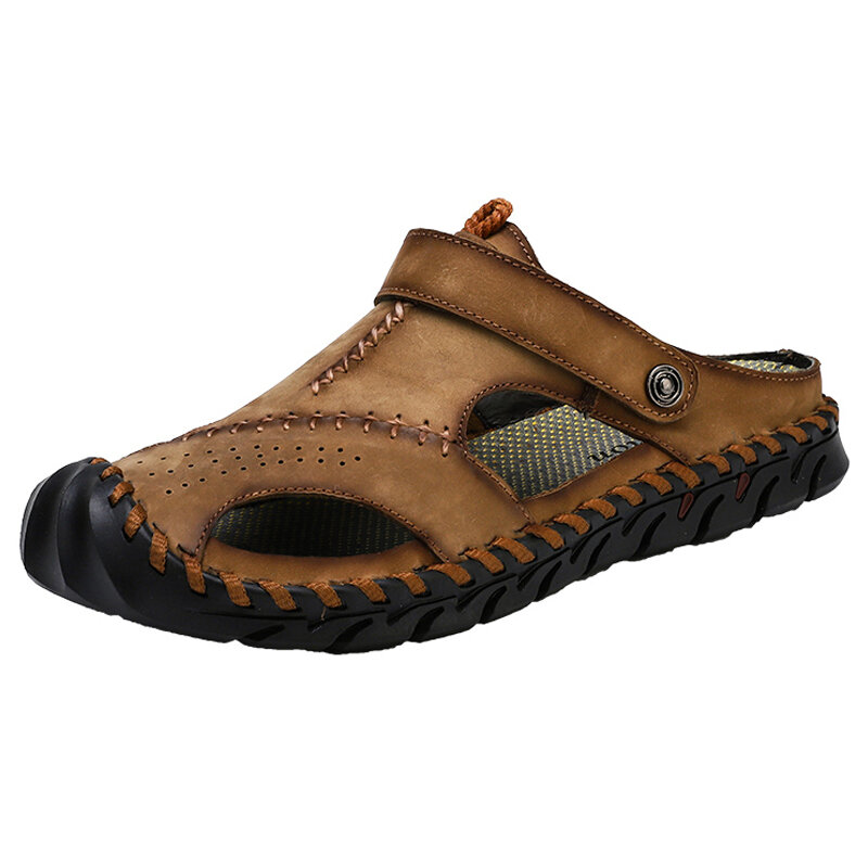 Sandalias clásicas de cuero suave para hombre, zapatos cómodos informales para la playa, calzado de moda, talla grande 38-48