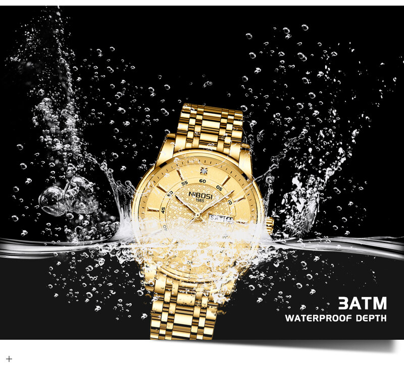 Nibosi relógio impermeável e retrô masculino, relógio de quartzo da moda para negócios, relógio de pulso de aço inoxidável com atmosfera calmante para homens