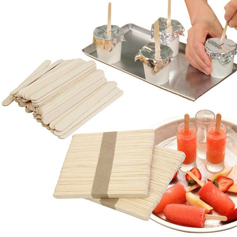 200 sztuk/partia DIY lody Popsicle kije naturalne drewniane kije lody łyżka ręcznie rzemiosła sztuki lody Lolly ciasto Tools0608