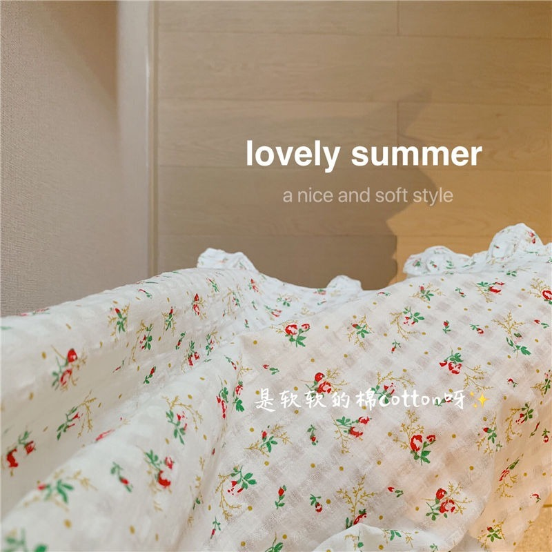 Camisón de algodón de Estilo Princesa para mujer, pijama coreano con estampado Floral, camisón de cuello doble, para primavera y verano