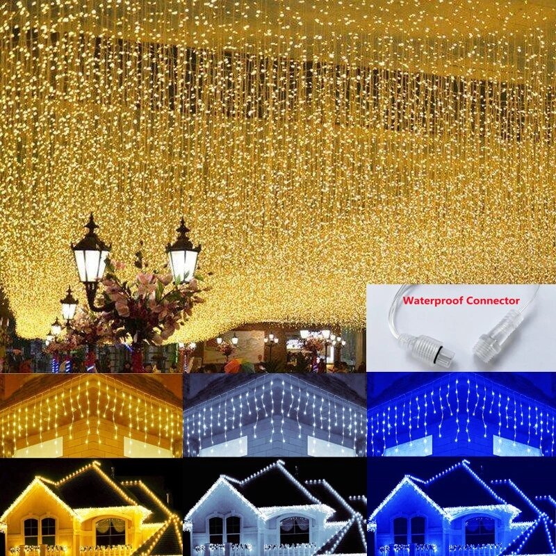 Jalan Garland Musim Dingin Natal Lampu Natal Dekorasi Garland LED Festoon Es Tirai Cahaya Tahun Baru 2022 Dekorasi