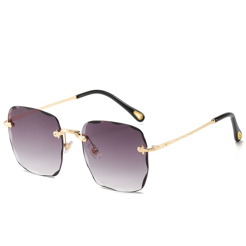 Retro Vierkante Rechthoek Zonnebril Vrouwen Merk Designer Vintage Randloze Gradiënt Zonnebril Dames UV400 Outdoor Oculos De Sol