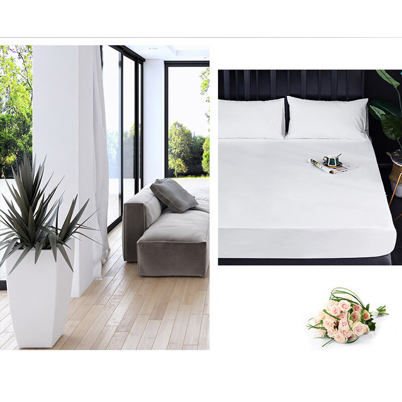 100% impermeável sólida cama cabida folha nordic colchão ajustável cobre quatro cantos com faixa elástica multi tamanho idosos folha