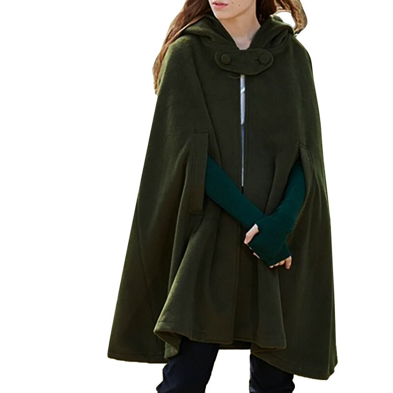 Gabardina con capucha para mujer, abrigo gótico, cárdigan abierto por delante, Poncho Plus