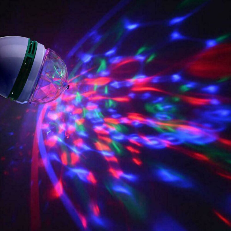 E27 kolorowe automatyczne obracająca się scena światło dyskotekowe 3W RGB ampułka lampa LED żarówka Party Decoation światło do oświetlenia domu