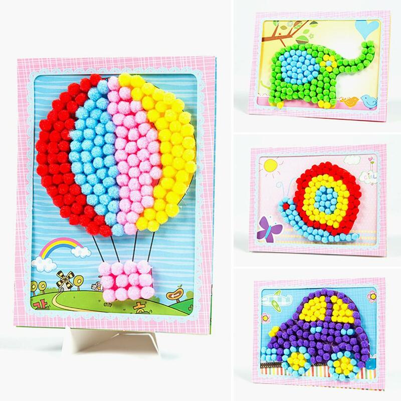 Kuulee Kreative DIY Baby Kinder Plüsch Ball Malerei Aufkleber Kinder Pädagogisches Handgemachte Material Cartoon Puzzles Handwerk Spielzeug