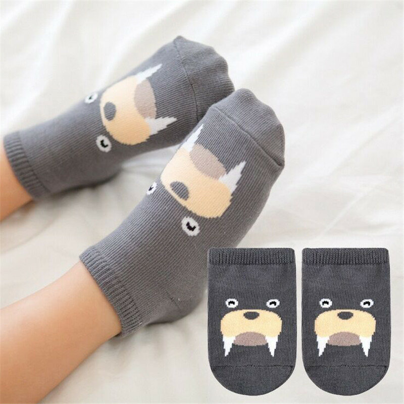 Женские хлопковые Мультяшные носки для мальчиков и девочек, детские носки с животными, нескользящие носки для новорожденных, носки для пола