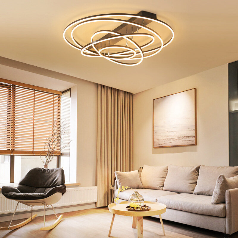 Oświetlenie do sypialni prosta nowoczesna atmosfera domu mody kreatywne okrągłe LED mocowanie sufitowe lampy Nordic Hall ściemniania