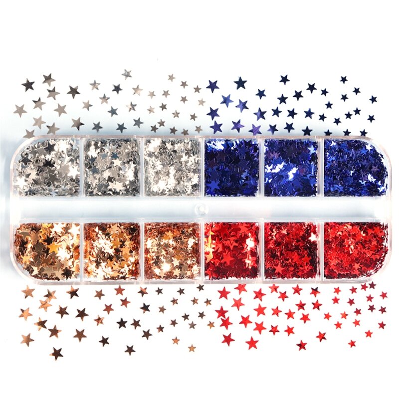 12 griglie/scatola Glitter olografici stelle a cinque punte paillettes resina epossidica stampi in Silicone ripieni fai da te arte artigianato creazione di gioielli arte