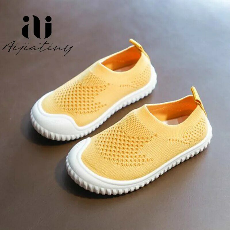 Crianças sapatos para meninas sneaker meninos malha esporte sapatos primavera outono novo fundo macio do bebê da criança plana crianças casuais meias sapatos