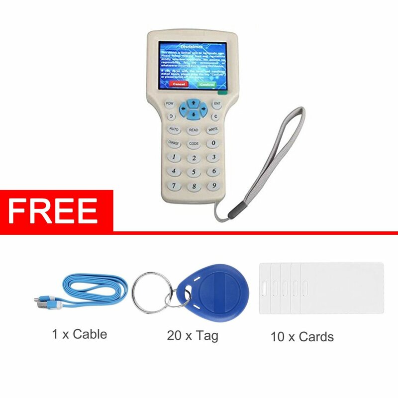 Lector de tarjetas RFID ID/IC, duplicador de 10 frecuencias con Cable USB para tarjetas de 125Khz, 13,56 Mhz, pantalla LCD, copiadora, Drop shopping