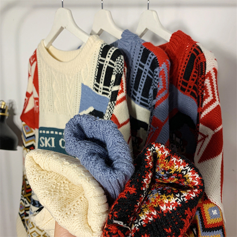 Brzydki świąteczny sweter męski jesień dorywczo kreskówka sweter leniwy sweter Harajuku dzianiny Streetwear sweter oversize Unisex