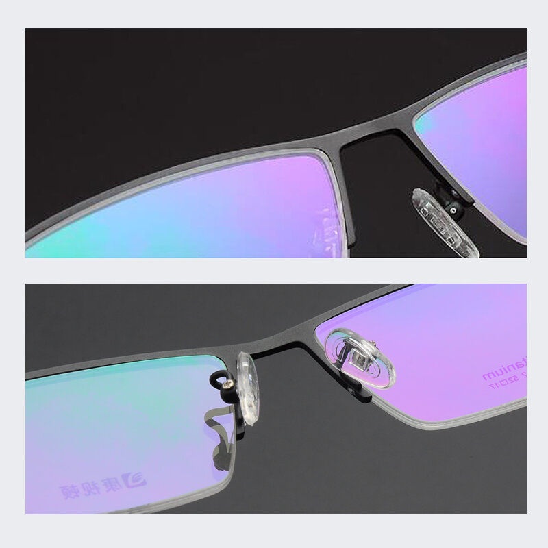 남성용 순수 티타늄 처방 안경 공식 반 무테 안경 렌즈 티타늄 완료 안경 남자 V8912