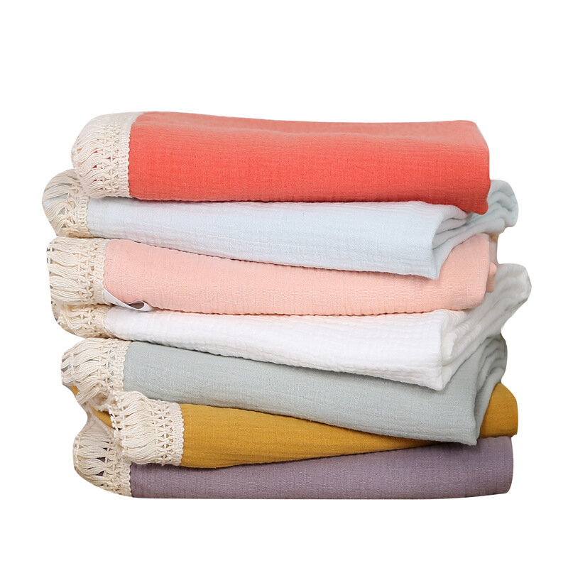 Хлопковое муслиновое одеяло с кисточками для новорожденных, детское мягкое одеяло, детское Пеленальное Одеяло, Детские аксессуары для ново...