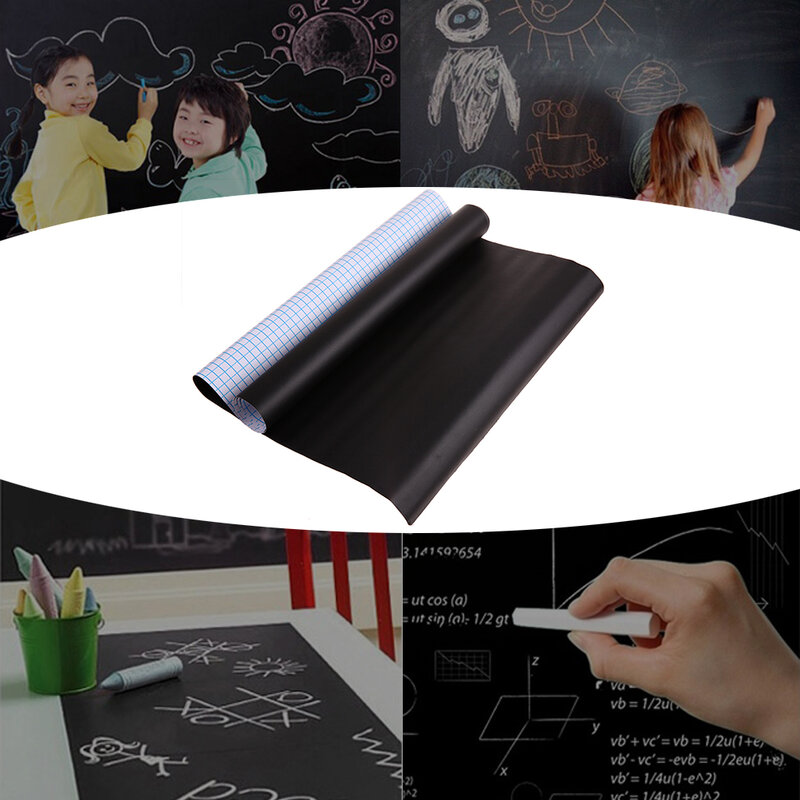 Multi-Size Chalkboard Self-Adhesive Blackboard Wall Sticker Waterproof Removable Reusable Black Board Poster with 5 Color Chalk
