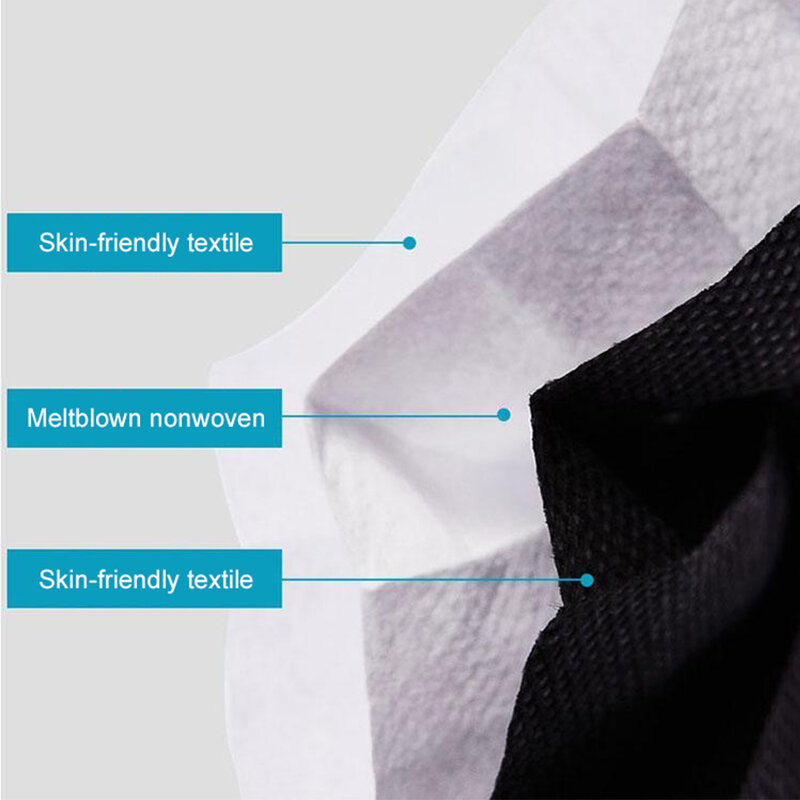Masque médical noir, 10/50/100/200/500 pièces, masques buccaux Non tissés à 3 plis jetables en coton