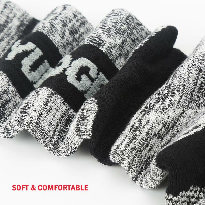 YUEDGE Men's Socks Cotton Terry Cushion Breathable Crew Sports Hiking Socks Thicker Winter Thermal Socks 5 Pairs Lot 38-45 EU
